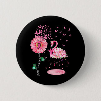 Pink Bird Flamingo Breast Cancer Awareness 6 Cm Round Badge