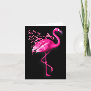 Pink bird flamingo breast cancer awareness card