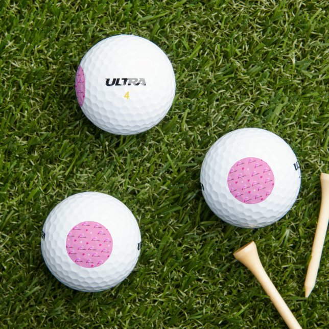 pink bird girly golf balls (Insitu Grass)