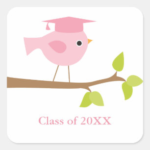 Pink Bird Graduation Envelope Seals
