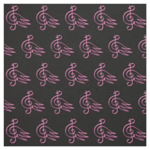 Pink Bird Music Pattern Fabric