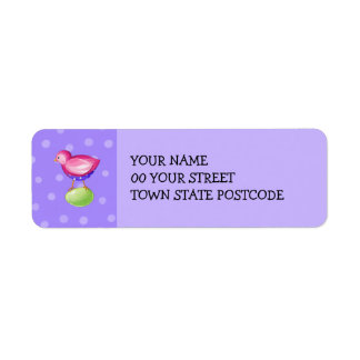 Pink Bird purple Return Address Label