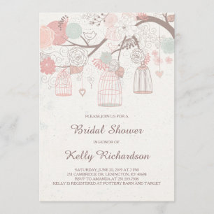 Pink Birdcage Bridal Shower Invitation