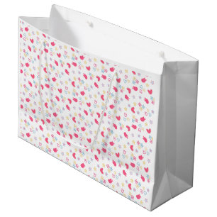 Pink Birds and Love Hearts Large Gift Bag