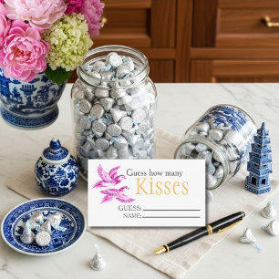 Pink birds  "Guess How Many Kisses" Bridal Game  Enclosure Card
