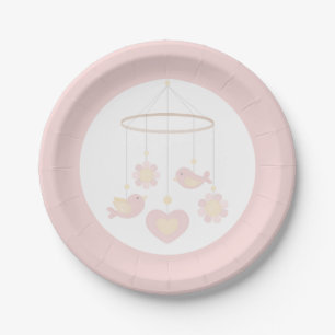 Pink Birds Nesting Party Paper Plate
