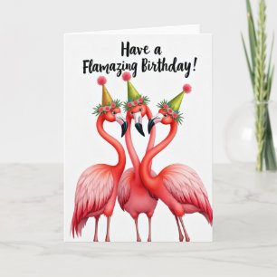 Pink Birds Party Hat Card