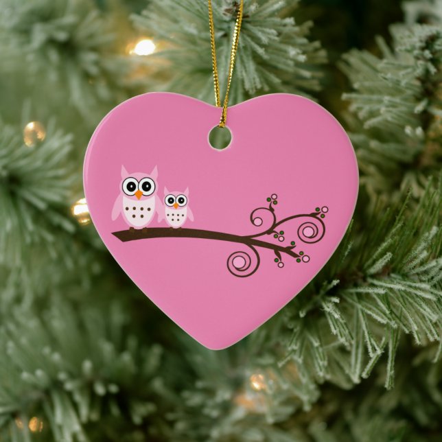 Pink Birds Theme Owl Christmas Ornament Decoration (Tree)