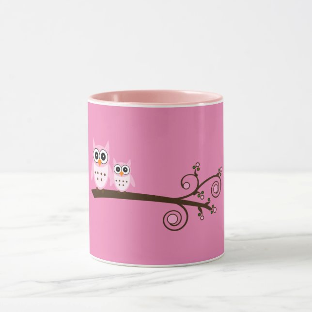Pink Birds Theme Owl Mug (Center)