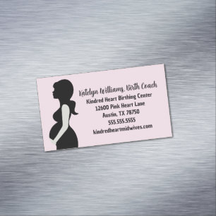 Pink Birth Coach Midwife Doula Pregnancy Maternity Magnetic Business Card