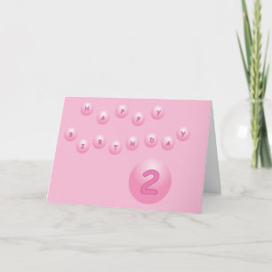 Pink Birthday Balls Age 2 Card