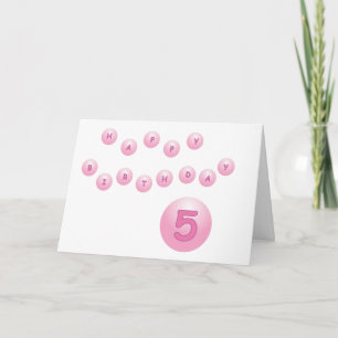 Pink Birthday Balls Age 5 Card