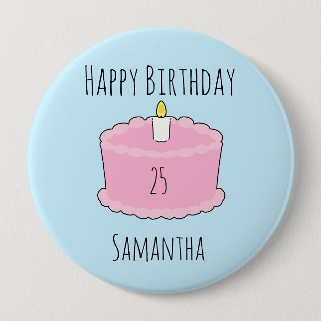 Pink birthday Cake 10 Cm Round Badge (Front)