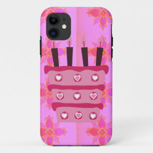 Pink Birthday Cake Art Print iPhone 11 Case