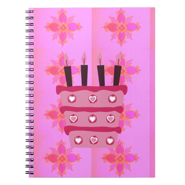 Pink Birthday Cake Art Print Notebook (Front)