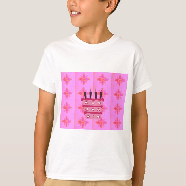 Pink Birthday Cake Art Print T-Shirt (Front)