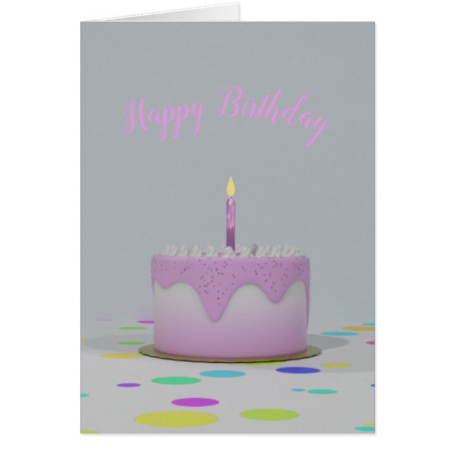 Pink Birthday Cake Card (Front)