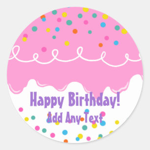 Pink Birthday Cake Frosting Classic Round Sticker