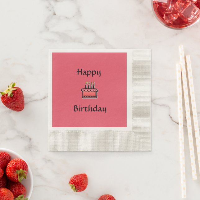 Pink Birthday Cake Happy Birthday Paper Napkins (Insitu)