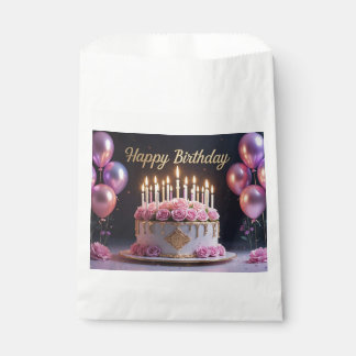 Pink birthday cake luxurious elegant extravagant favour bags