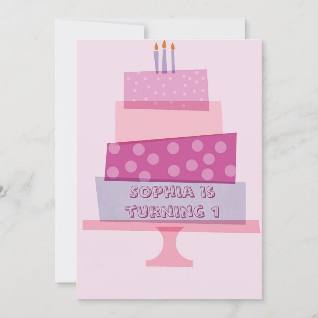 Pink Birthday Cake Party Invitation (Front)