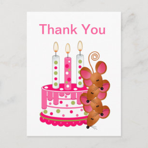 Pink Birthday Cake with Candles Postcard