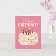 Pink Birthday Card with a White Birthday cake