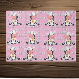 Pink Birthday Cow  Tissue Paper