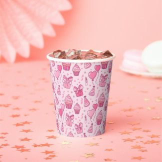 Pink Birthday Cupcake Paper Cups