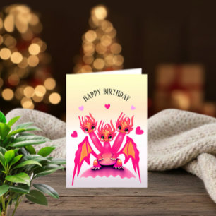 Pink Birthday Dragon Card