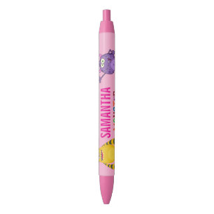 Pink Birthday FUN Monsters kids Black Ink Pen