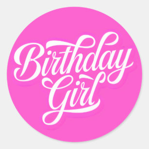 Pink Birthday Girl Classic Round Sticker