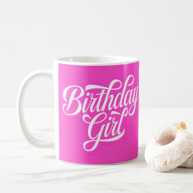 Pink Birthday Girl Coffee Mug (With Donut)