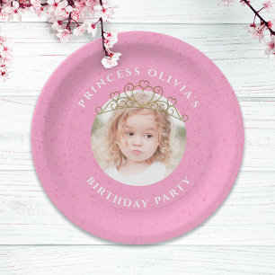 Pink Birthday Girl Princess Custom Paper Plate