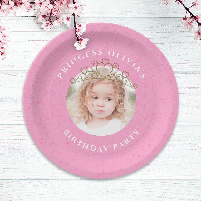 Pink Birthday Girl Princess Custom  Paper Plate (Creator Uploaded)