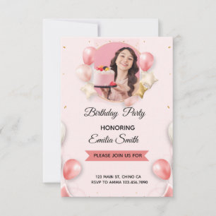 Pink Birthday Invitation