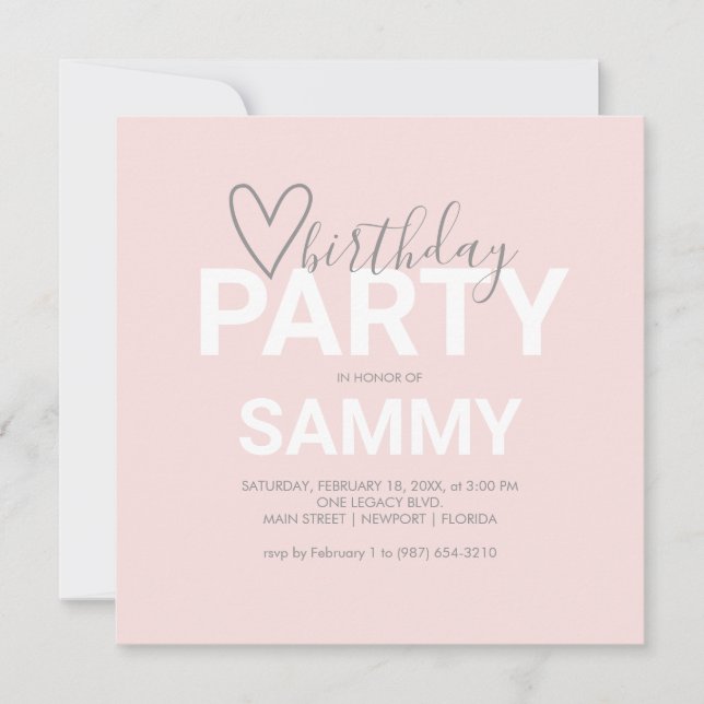 Pink Birthday Invitations Online (Front)
