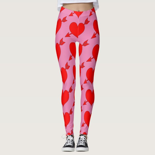 Pink Birthday Love Red Heart  Leggings (Front)