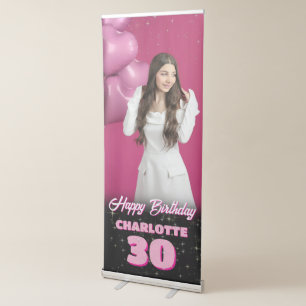 Pink Birthday Party Celebration Photo Welcome  Retractable Banner