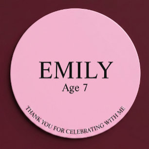 Pink Birthday Party Favour Sticker