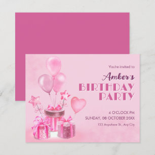 Pink Birthday Party Invitation