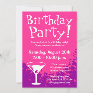 Pink Birthday party invitations Custom invites