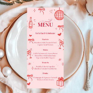 Pink Birthday Party Menu Card Cheers to Thirty