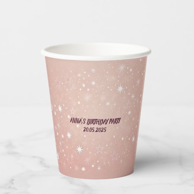 Pink Birthday Party Paper Cups – Elegant & Fun  (Front)
