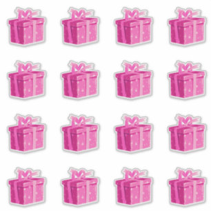 Pink Birthday Present Stickers Princess Surprise