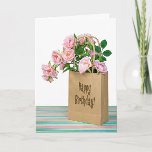 Pink Birthday Roses Card