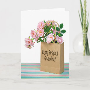 Pink Birthday Roses for Grandma Card