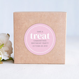 Pink Birthday Simple Minimalist Modern Treat  Classic Round Sticker