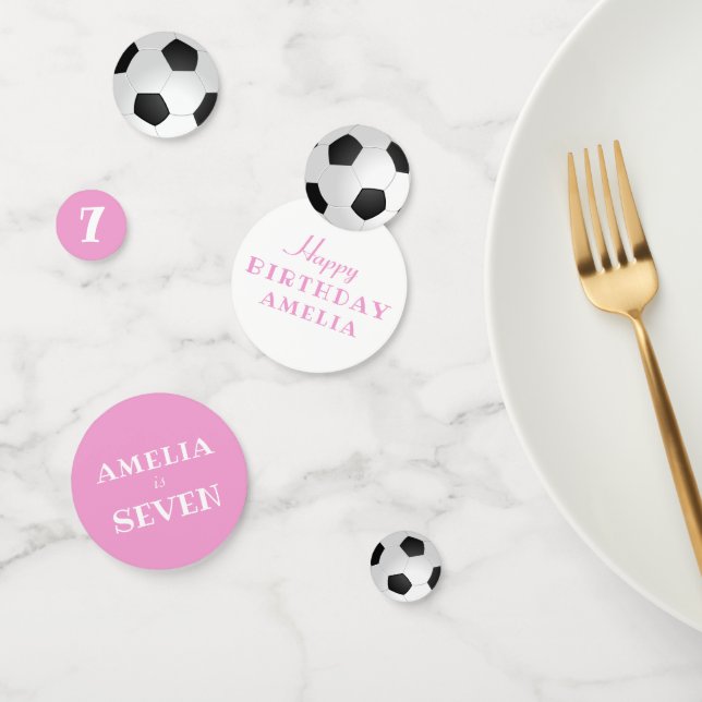 Pink Birthday Soccer Ball Football Birthday Party Confetti (Group)