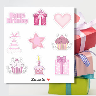 Pink Birthday Sticker Set